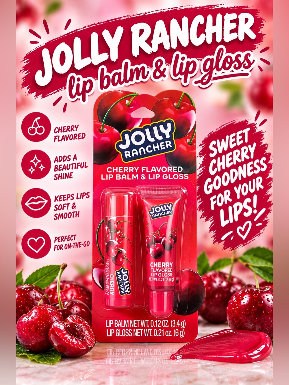 ✨ NEW ✨ Jolly Rancher Cherry Flavored Lip Balm & Lip Gloss ✨